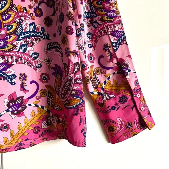 Rachel Zoe Satin Floral Paisley Button Down Blouse in Pink Multi Size S NWT - Picture 14 of 16
